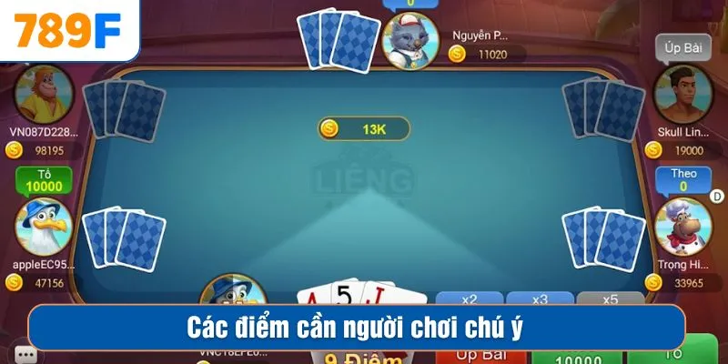 Các điểm cần người chơi chú ý